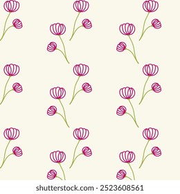 Cute pattern of delicate pink flowers painted by hand