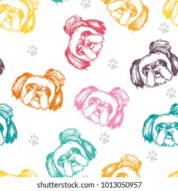 Cute pattern with dog breed bolognese  on a white background. It can be used for packaging, wrapping paper, textile and etc.