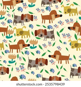 cute pattern with dog elements