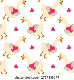 bonito padrão com patinhos, para o Dia dos Namorados, brincalhão e macio, cores pastel macio, estilo texturizado, para embalagem, tecido, decoração de berçário ou desenhos de crianças, vetor
