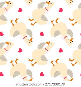 bonito padrão com patinhos, para o Dia dos Namorados, brincalhão e macio, cores pastel macio, estilo texturizado, para embalagem, tecido, decoração de berçário ou desenhos de crianças, vetor

