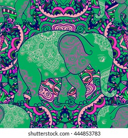 Cute pattern with Elephant. Frame of animal made in vector. Elephant Illustration for design, pattern, textiles. Hand drawn map with Elephant. Use for children's clothes, pajamas,