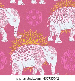 Cute pattern with Elephant. Frame of animal made in vector. Elephant Illustration for design, pattern, textiles. Hand drawn map with Elephant. Use for children's clothes, pajamas, web sites