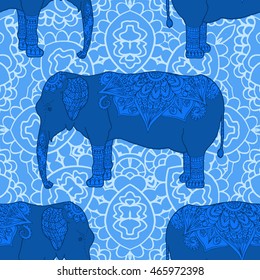 Cute pattern with elephant. Frame of animal made in vector. Elephant Illustration for design, pattern, textiles. Hand drawn map with elephant. 