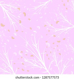 cute pattern flowers, leaves print, hand drawn pencil vector illustration. Spring print
