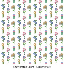 Cute pattern with flowers. Vector graphics