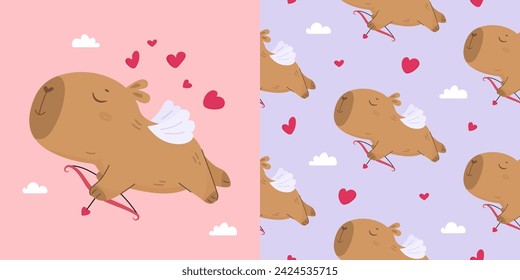 Nettes Muster mit lustigen Cupid Capybara