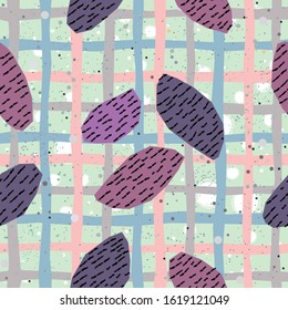 Cute Pattern with funny gemstones on white background with tiny dots