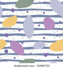 Cute Pattern with funny gemstones on white background with tiny dots. Vector Illustration.