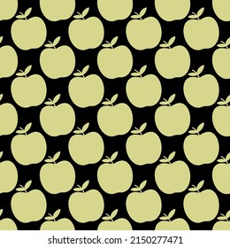 Cute pattern with gold apples on black background for textile and paper design.