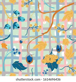 Cute Pattern with hand drawn elements. Scandinavian Style.