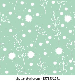 Cute Pattern with hand drawn floral elements. Scandinavian Style.
