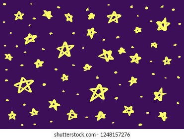 Cute Pattern with hand drawn stars doodle marker brush style background vector eps10 illustration