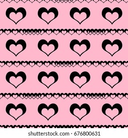 Cute  pattern with hearts on pink background