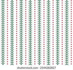 A cute pattern illustration background with a December Christmas concept. A pattern inspired by red berries.