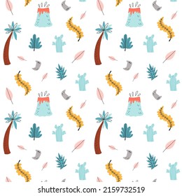 Cute pattern Jurassic period. Illustration for the design of children's rooms, textiles, holidays, wallpapers, backgrounds.