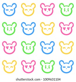 Cute pattern for kids. Colorful animals on white background.