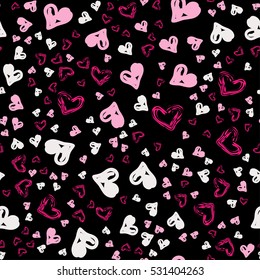 Cute pattern for kids, girls and boys. Creative vector background is made up of hearts and flowers. It can be used to create prints, packaging, invitations, simple designs. 
