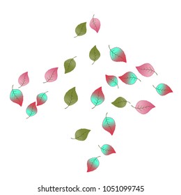 Cute  Pattern with Leaves for Greeting Card or Poster. Vector Background for Spring or Summer Design.
