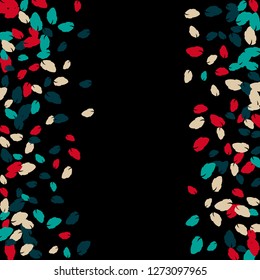 Cute  Pattern with Leaves for Greeting Card or Poster. Vector Background for Spring or Summer Design