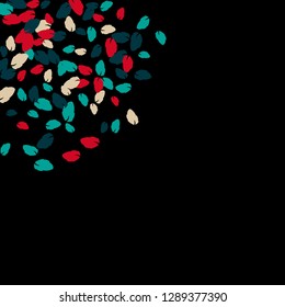 Cute  Pattern with Leaves for Greeting Card or Poster. Vector Background for Spring or Summer Design.
