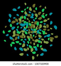 Cute  Pattern with Leaves for Greeting Card or Poster. Vector Background for Spring or Summer Design.
