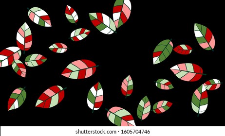 Cute  Pattern with Leaves for Greeting Card or Poster. Vector Background for Spring or Summer Design.
