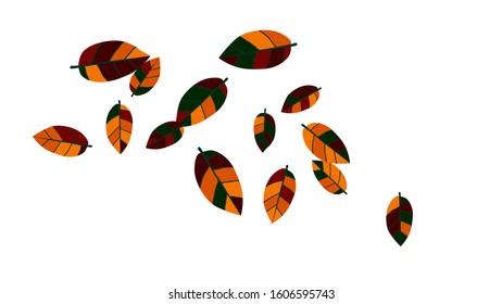 Cute  Pattern with Leaves for Greeting Card or Poster. Vector Background for Spring or Summer Design.

