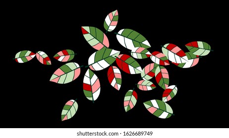 Cute  Pattern with Leaves for Greeting Card or Poster. Vector Background for Spring or Summer Design.
