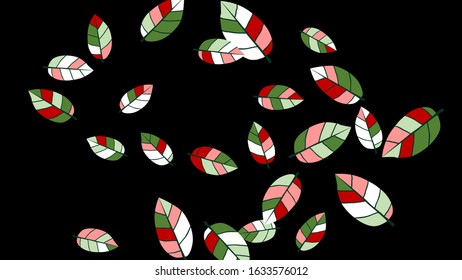 Cute  Pattern with Leaves for Greeting Card or Poster. Vector Background for Spring or Summer Design.
