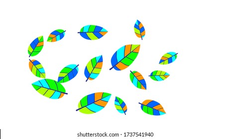 Cute  Pattern with Leaves for Greeting Card or Poster. Vector Background for Spring or Summer Design.
