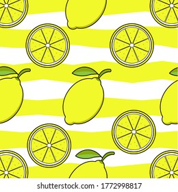 Cute pattern lemon fruits for design background and print