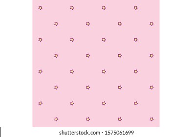 Cute Pattern with Light Yellow Stars with Purple Outline on Pastel Pink Flat Background