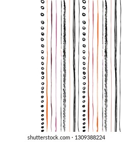 Cute pattern lines ink modern vintage colors on white background