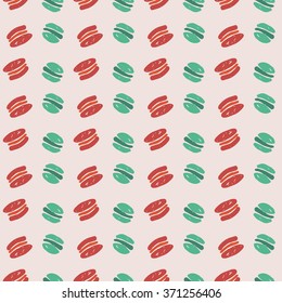 Cute pattern with macaroon (French confection of egg whites, icing sugar, granulated sugar, ground almonds and food coloring) 