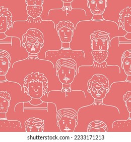 Cute pattern of male portraits for banner