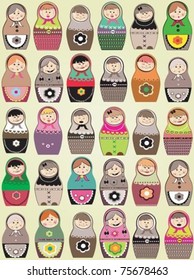 Cute pattern with matryoshka dolls