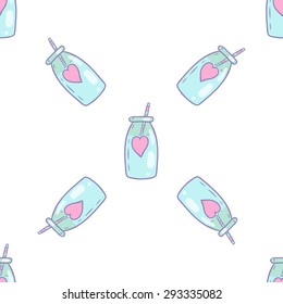 Cute pattern with milk, tubule for children