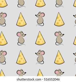 Cute pattern with mouses and cheese slices. Perfect for a child's fabric, design bed linen, or pajamas. (And as well as the design for cups, notebooks, etc.)