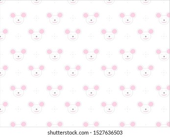 Cute pattern with mouses and snowflakes on white background. Vector pattern. New Year 2020.