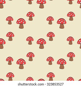 Cute pattern with mushrooms. Beautiful background