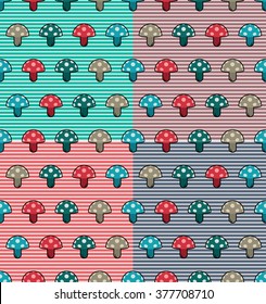 Cute pattern with mushrooms. Beautiful background. Mushroom pattern can be used for wallpaper, cover fills, web page background, surface textures. Vector mushroom.