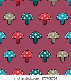 Cute pattern with mushrooms. Beautiful background. Mushroom pattern can be used for wallpaper, cover fills, web page background, surface textures. Vector mushroom.