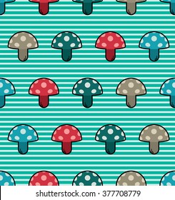 Cute pattern with mushrooms. Beautiful background. Mushroom pattern can be used for wallpaper, cover fills, web page background, surface textures. Vector mushroom.