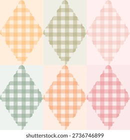 cute pattern for picnic blanket design. Pastel multicolored tartan check plaid graphic for tablecloth, oilcloth, other modern everyday spring summer fashion Easter holiday textile or paper print, argyle