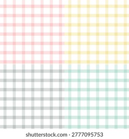 cute pattern for picnic blanket design. Pastel multicolored tartan check plaid graphic for tablecloth, oilcloth, other modern everyday spring summer fashion Easter holiday textile or paper print.