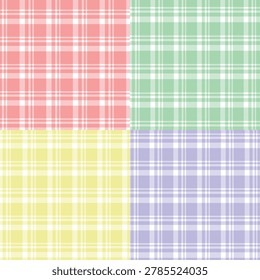 cute pattern for picnic blanket design. Pastel multicolored tartan check plaid graphic for tablecloth, oilcloth, other modern everyday spring summer fashion Easter holiday textile or paper print.