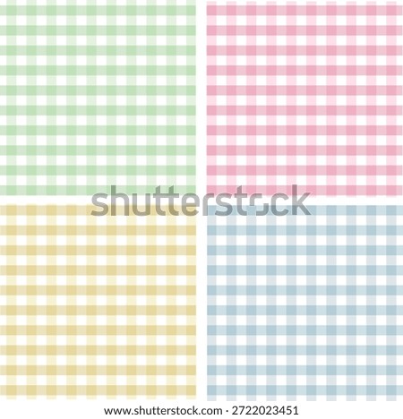 cute pattern for picnic blanket design. Pastel multicolored tartan check plaid graphic for tablecloth, oilcloth, other modern everyday spring summer fashion Easter holiday textile or paper print.