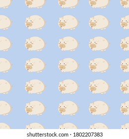 cute pattern with piglets on blue background