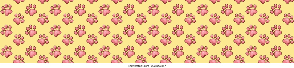A cute pattern of pink cat footprints in cartoon style